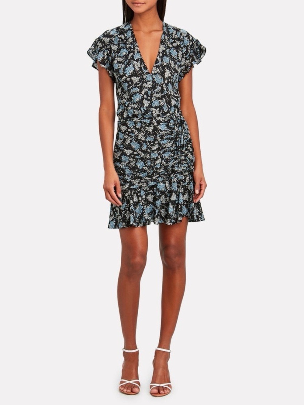 Veronica Beard Marla Ruched Silk Floral Dress, Size 8